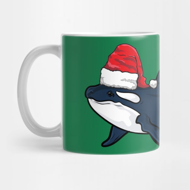 Santa Hat-Wearing Orca Killer Whale Funny Christmas Season by Contentarama